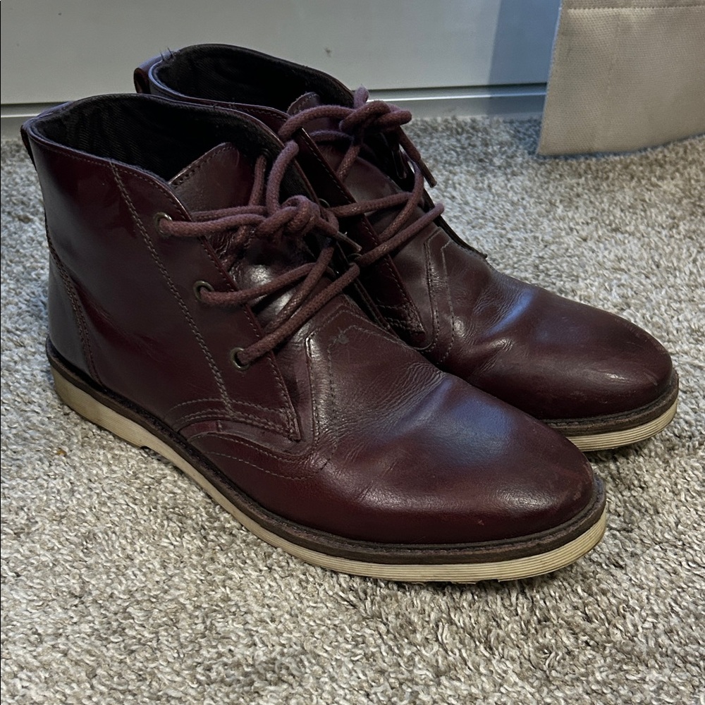 Crevo Men's Dark Burgundy Leather Boots